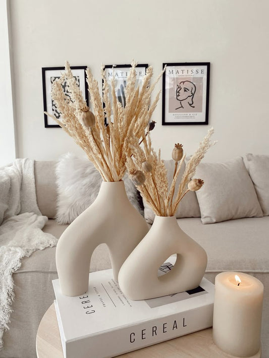 artistic decorative white vases